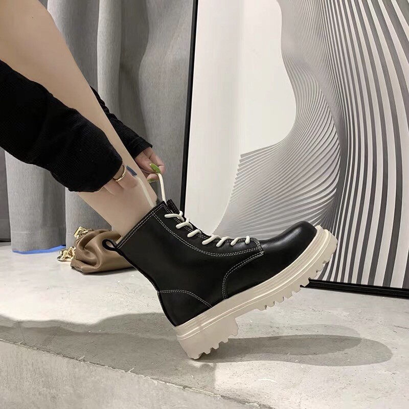 (ORDER) GIÀY BOOT NỮ đế răng cưa màu cam màu trắng sữa độn đế 5p bốt boots nữ ulzzang