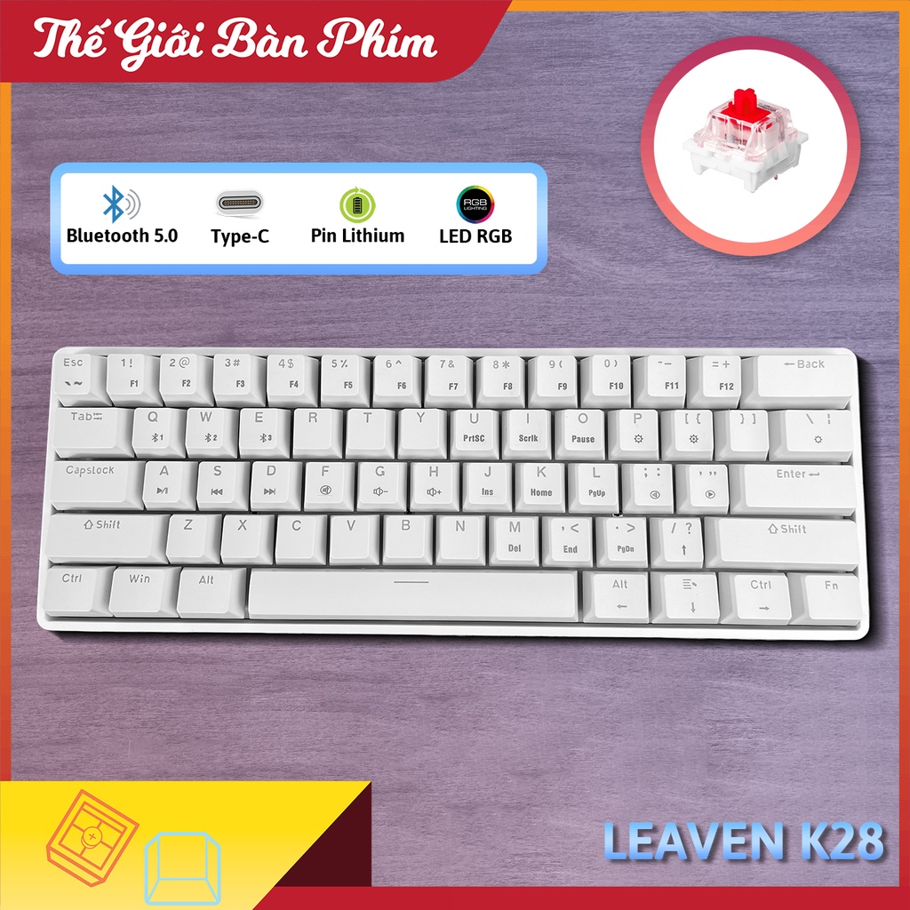 Bàn Phím Cơ Không Dây Leaven K28 Multi Led Type-C Bluetooth Hotswap