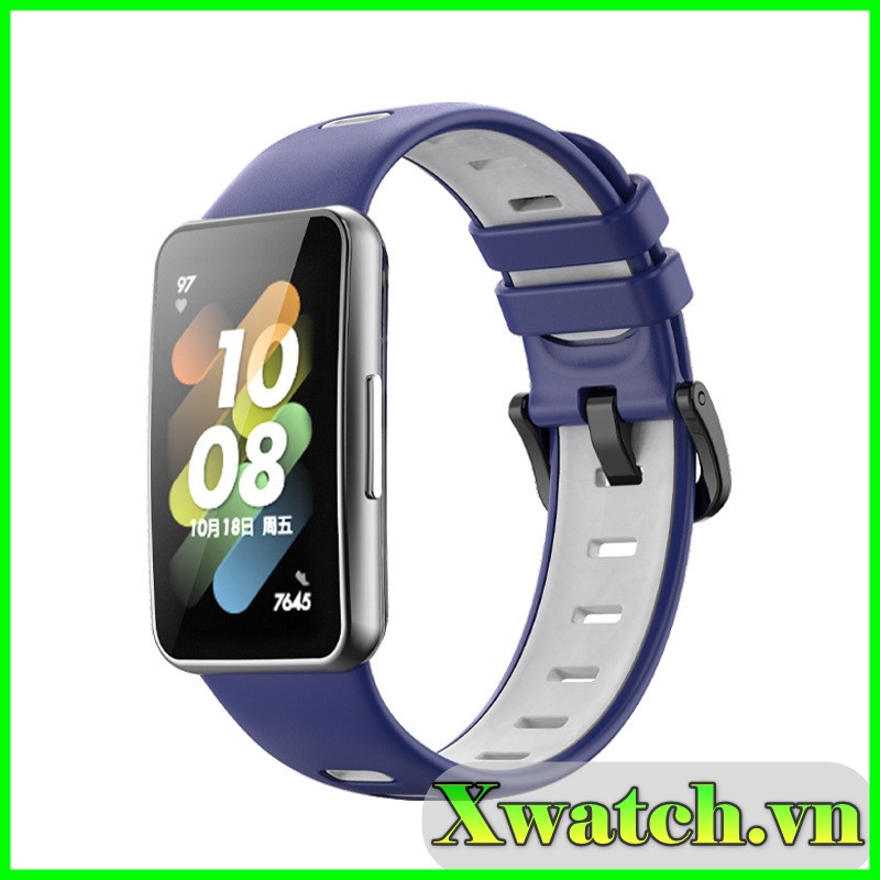 Dây Đeo Silicone 2 màu Thay Thế Cho Đồng Hồ Thông Minh Huawei Band 7