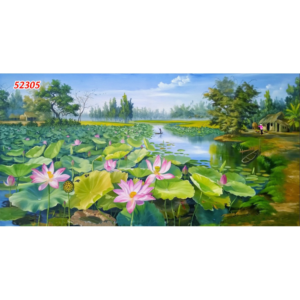 Tranh Dán tường 3D Phong Cảnh Làng Quê chân thực, mộc mạc, yên bình, thanh bình