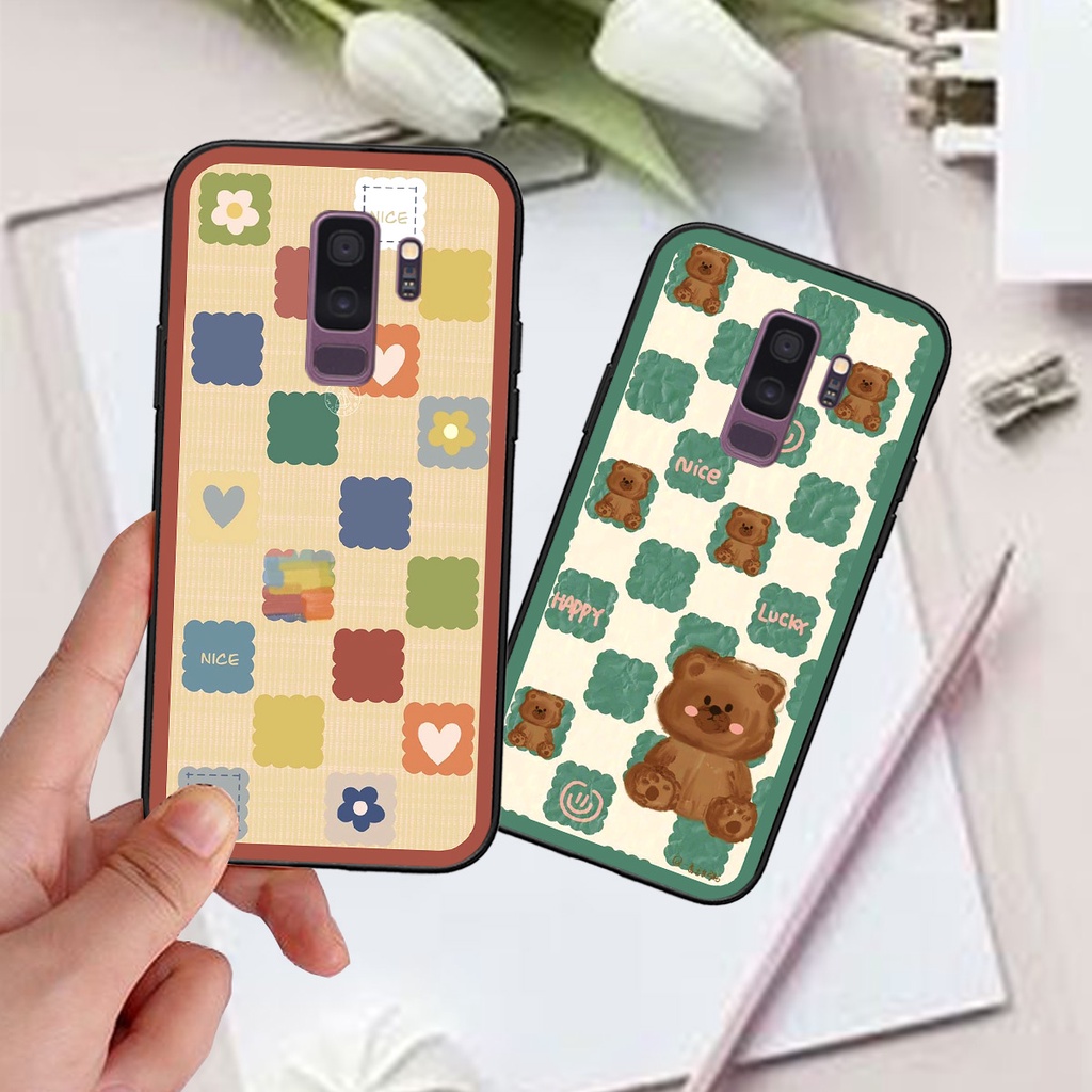 Ốp Samsung S9 / S9 Plus / S9+ in hình gấu caro đen trắng dễ thương siêu bền