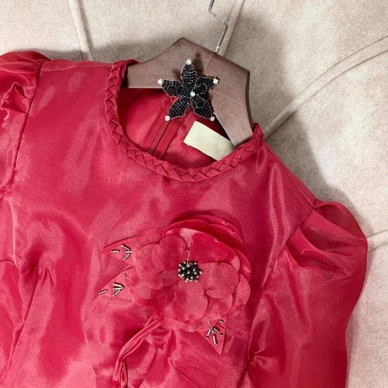 ÁO DÀI TƠ ORGANZA ĐỎ