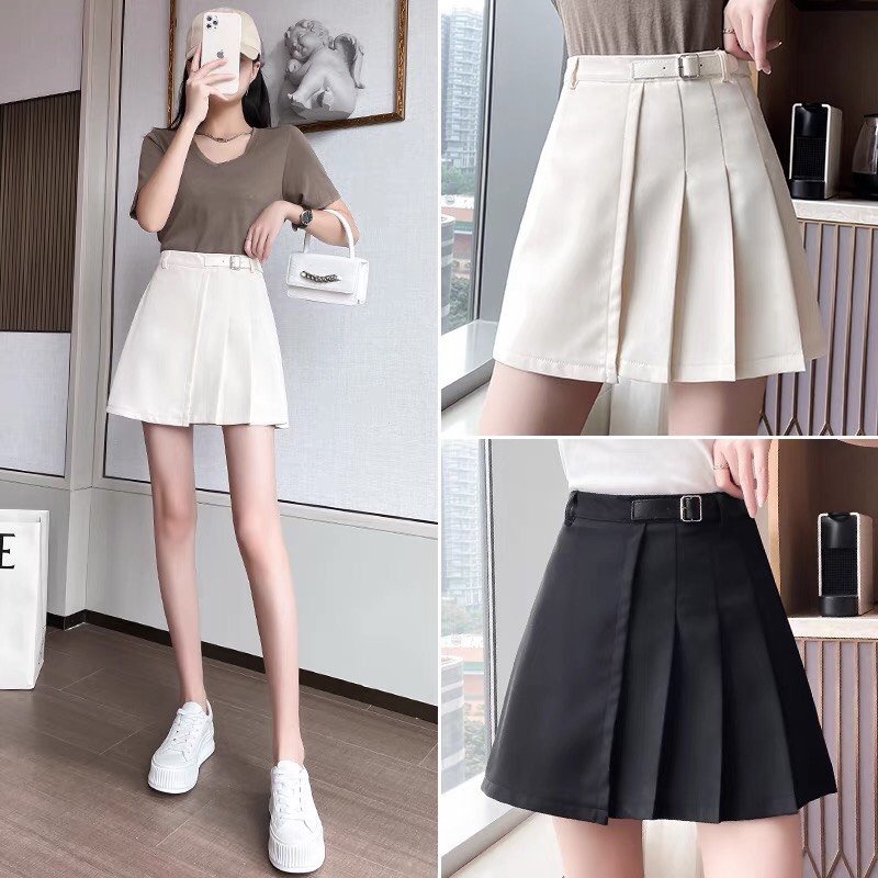 Chân Váy Xếp Ly Một Bên Chân Váy Tennis Phối Dây Thắt Lưng Khóa Cài Chất Tuyết Mưa Hàn Quốc | BigBuy360 - bigbuy360.vn