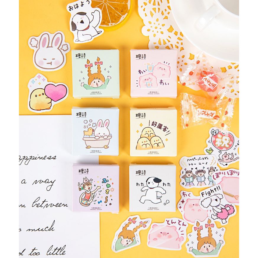 Bộ 45 Sticker Gà Và Thỏ E73