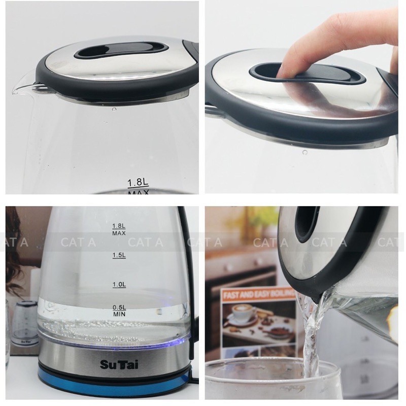 Bình đun Siêu Tốc Thủy Tinh CAO CẤP SUTAI Dung Tích 2.0L - Có Đèn LED Tiết Kiệm Điện