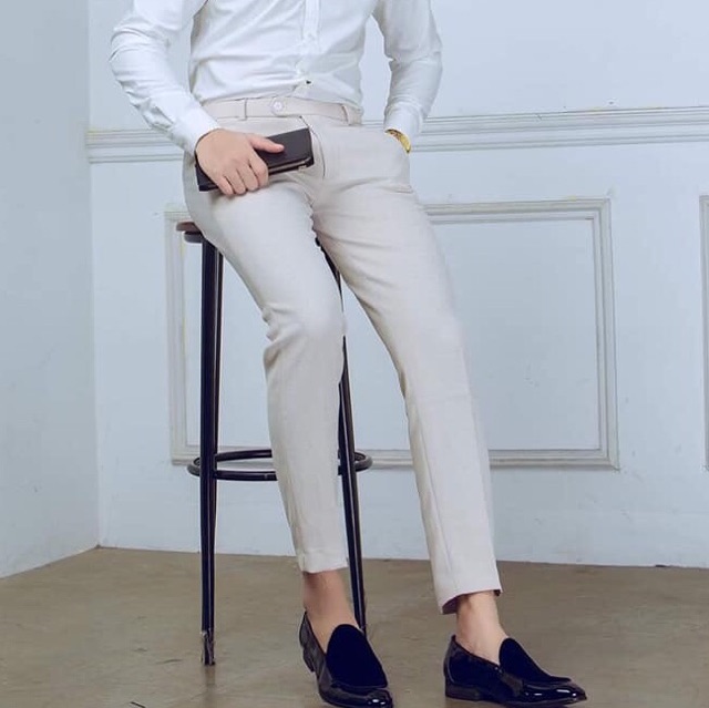 Quần Âu Nam Màu Be Cao Cấp - Không Bai Xù - Chống Nhăn - Chất Co Giãn Nhẹ | BigBuy360 - bigbuy360.vn