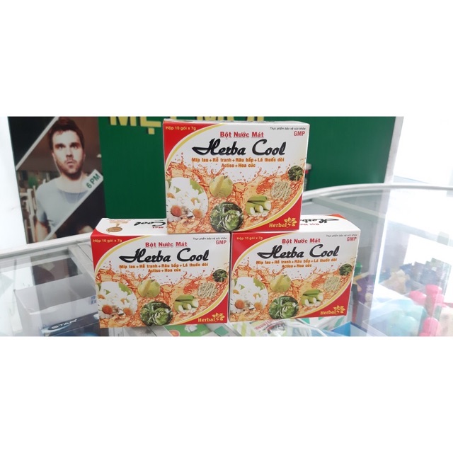 Bột nước mát HERBA COOL EXTRA vị mía lau , rể tranh hộp 10 gói