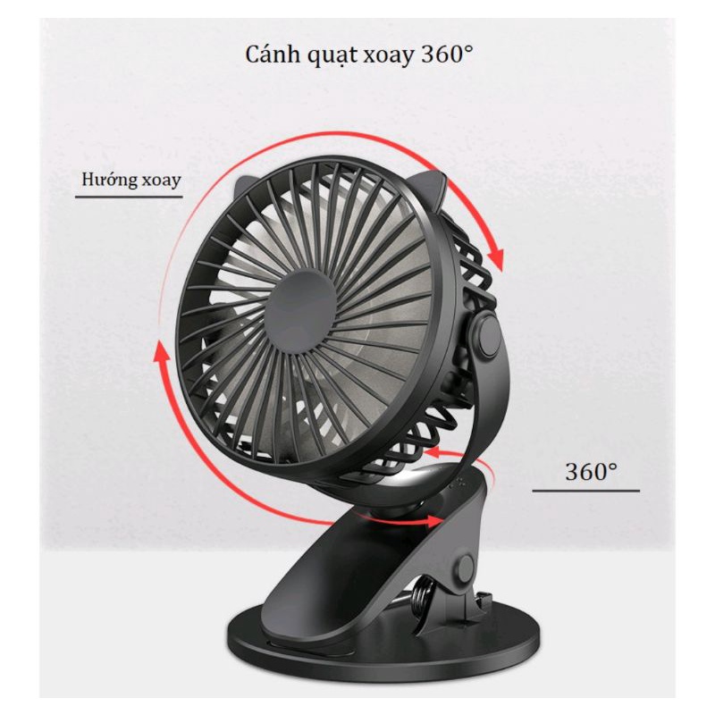 Quạt mini - quạt để bàn văn phòng - dây usb và pin sạc tích điện cầm tay mini kẹp gấp gọn mát pin