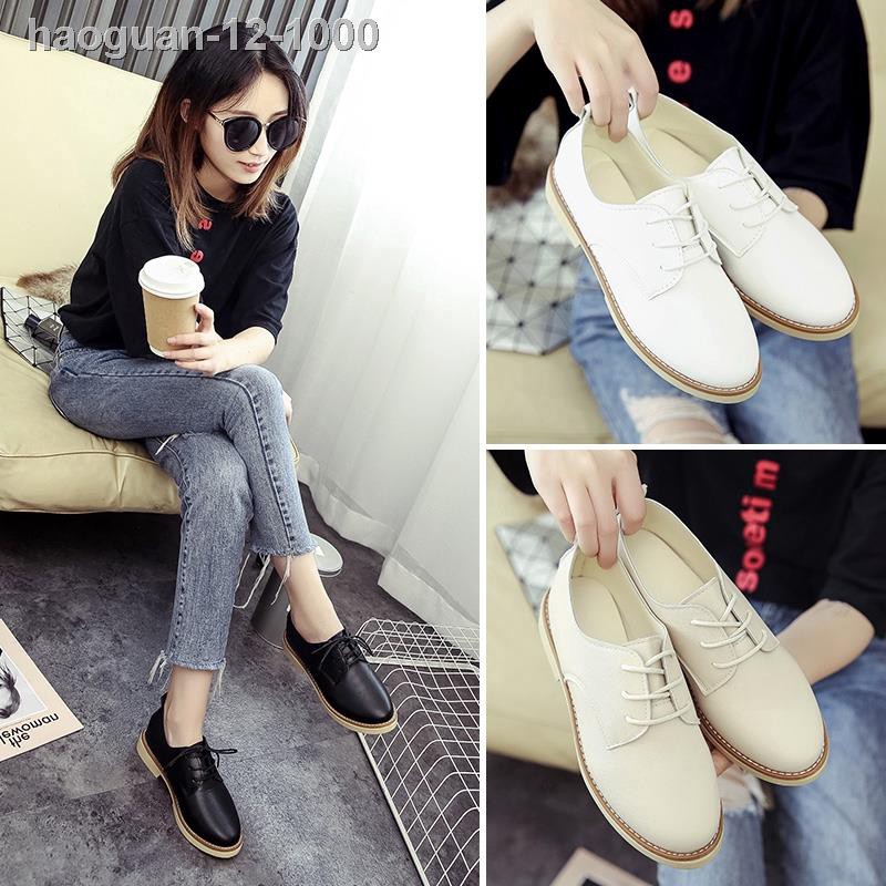 ☄❍Giày da đế phẳng màu trơn phong cách Hàn Quốc dành cho bạn nữ | BigBuy360 - bigbuy360.vn