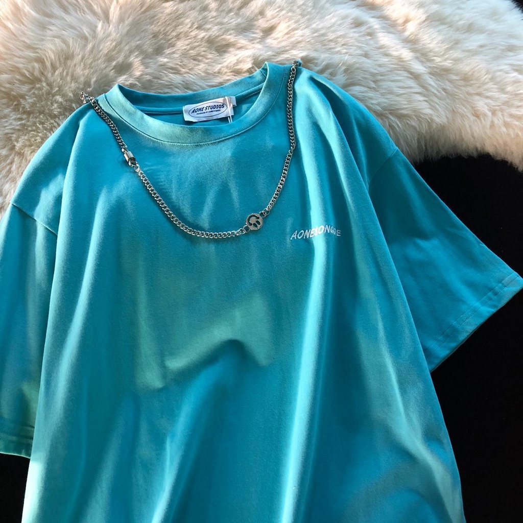 Áo Thun Tay Ngắn Phối Dây Xích Phong Cách Hip Hop Đường Phố Thời Trang Cho Nữ