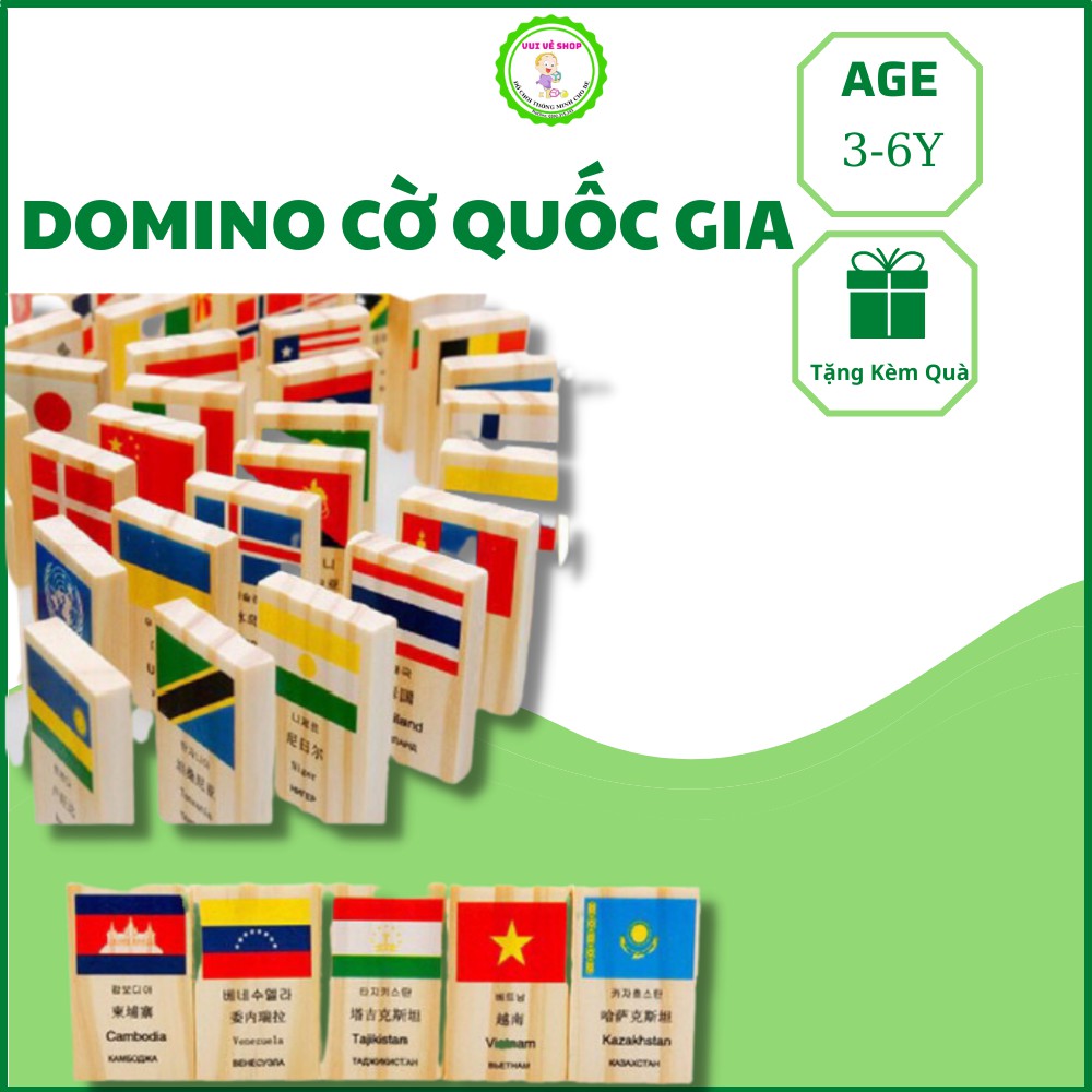 Domino 100 Lá Cờ Các Quốc Gia In 4 Thứ Tiếng Cho Bé Từ 3 Tuổi – Đồ Chơi Gỗ Montessori – Vui Vẻ Shop