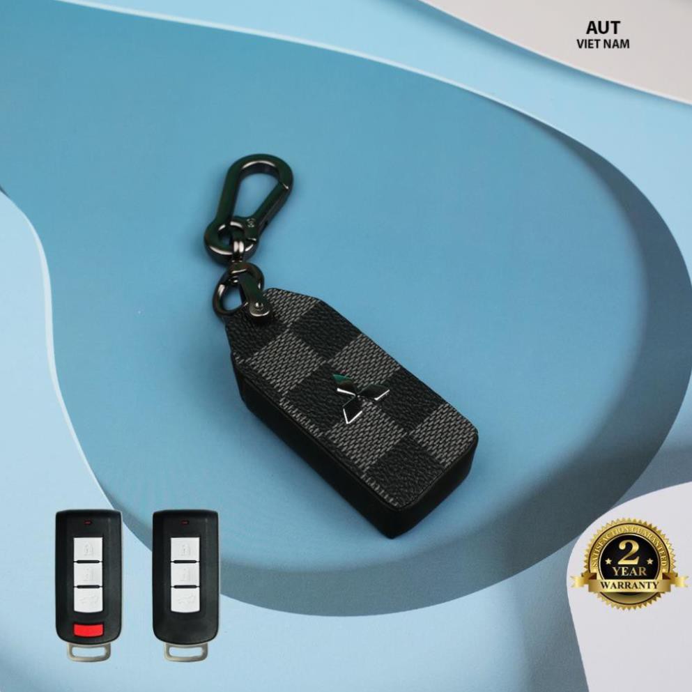 Bao da chìa khóa Smartkey Mitsubishi (Xpander, Outlander, Triton, Attrage, Pajero Sport) da Canvas L V xẻ túi cao cấp