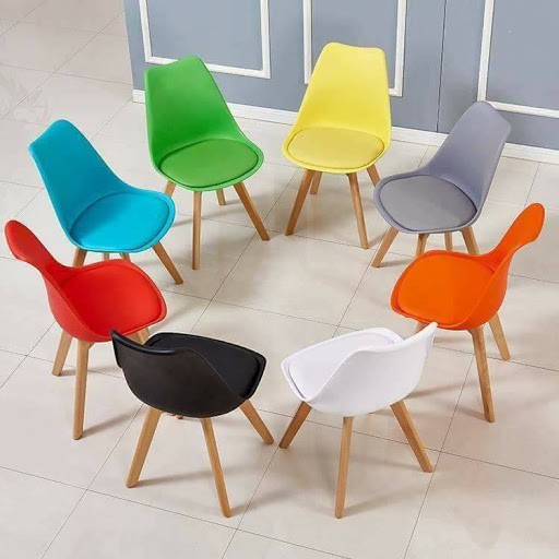 Ghế ăn, cafe, học tập, làm việc Eames chân gỗ bọc đệm