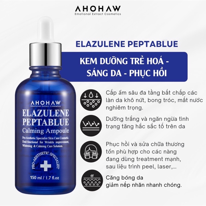 [Chính hãng]Serum AHohaw All in one Elazulene Peptablue ( Tặng 1 lọ tế bào gốc khi mua chai full)