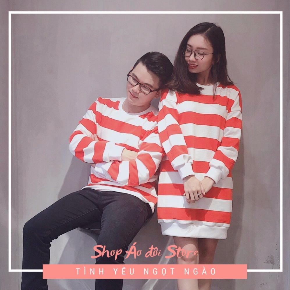 Đồ đôi nam nữ  thu đông gồm áo sweater nam và váy sweater nữ, chất liệu thun cotton cao cấp ! Hình chụp thật !