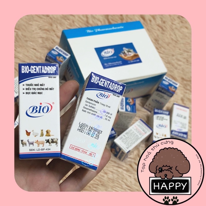 Nước nhỏ mắt Bio-gentadrop cho thú cưng/ Dung dịch nhổ mắt Bio chó mèo 10ml [Ảnh thật][Có sẵn]- Tạp Hoá Thú Cưng Happy