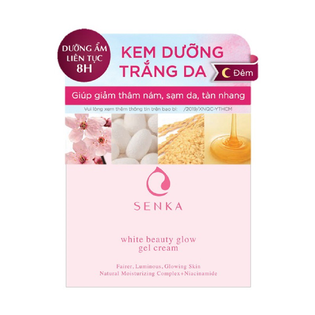 Kem Dưỡng Trắng Da Ban Đêm Senka White Beauty Glow Gel Cream 50g