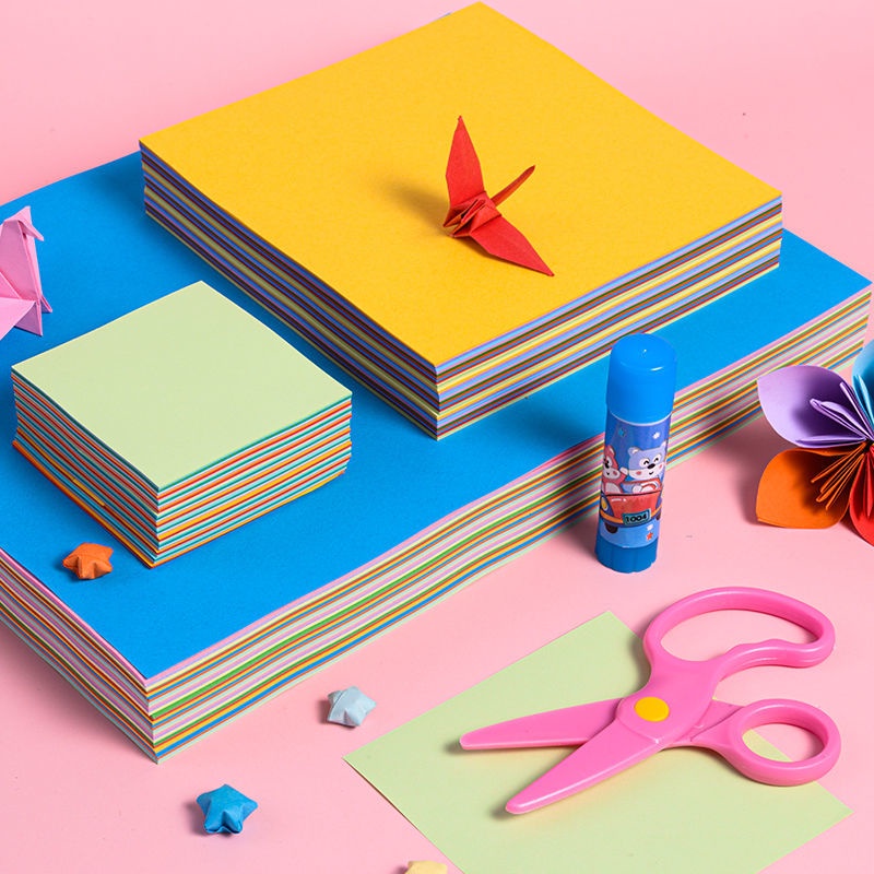 Bộ 200 Miếng Giấy Xếp Hình Origami Hình Vuông Nhiều Màu Sắc