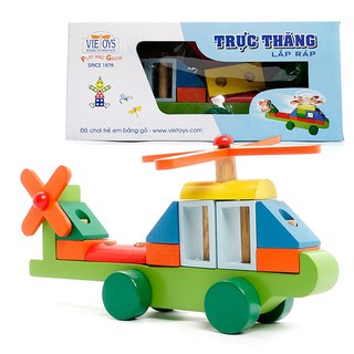 Máy bay trực thăng lắp ráp đồ chơi gỗ thông minh cho bé, máy bay lắp ráp cho bé, đồ chơi bé trai thông minh