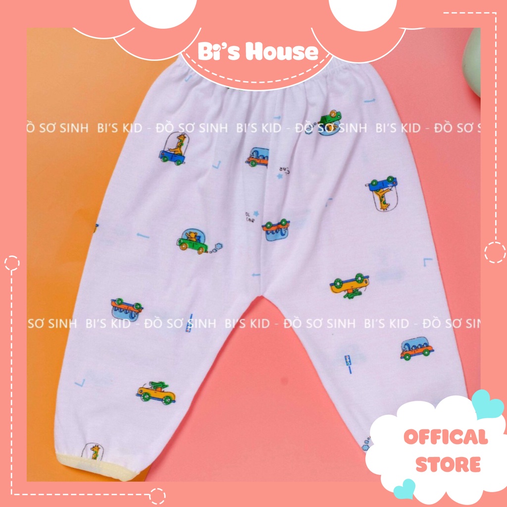 Quần sơ sinh cotton in hình họa tiết ,thấm hút cho bé từ 3-8kg