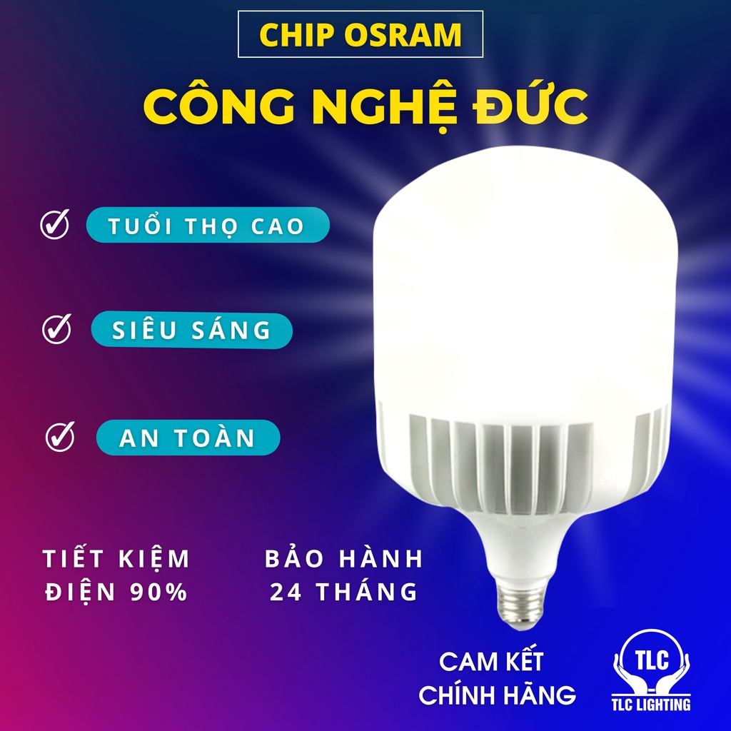 Đèn sân vườn, Đèn trang trí - Đèn LED Búp Trụ Eco phiên bản Friendly Công Suất 20W 30W 40W, bảo hành chính hãng TLC