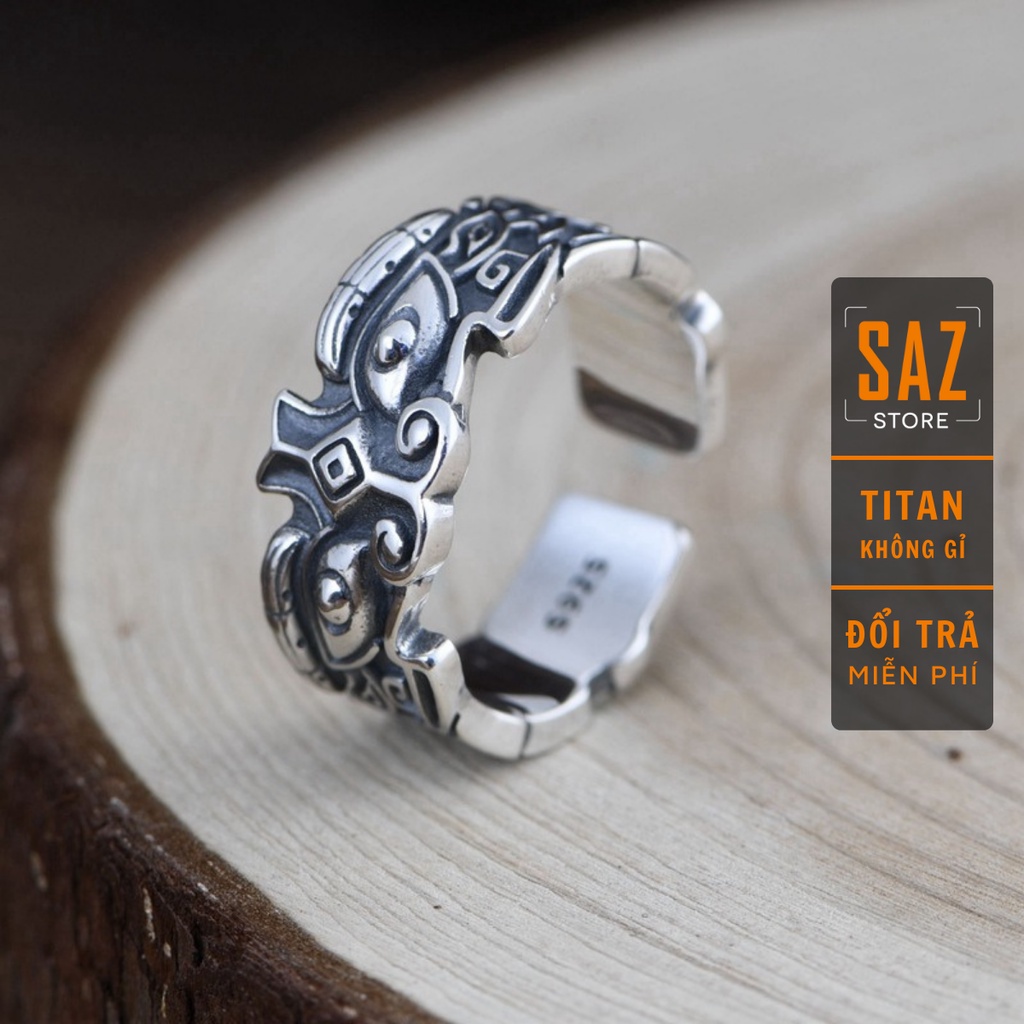 Nhẫn nam nữ tròn Unisex màu bạc Thời trang SAZ chất liệu Titan đẹp đơn giản - Nhẫn Yang Ring