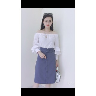 Chân váy kaki cao cấp kèm belt da hàng nhập Hàn Quốc