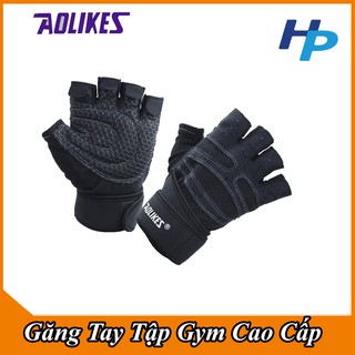 Găng tay tập gym nam AoLikes cụt ngón có quấn cổ tay thể thao – Hòa Phong Sport