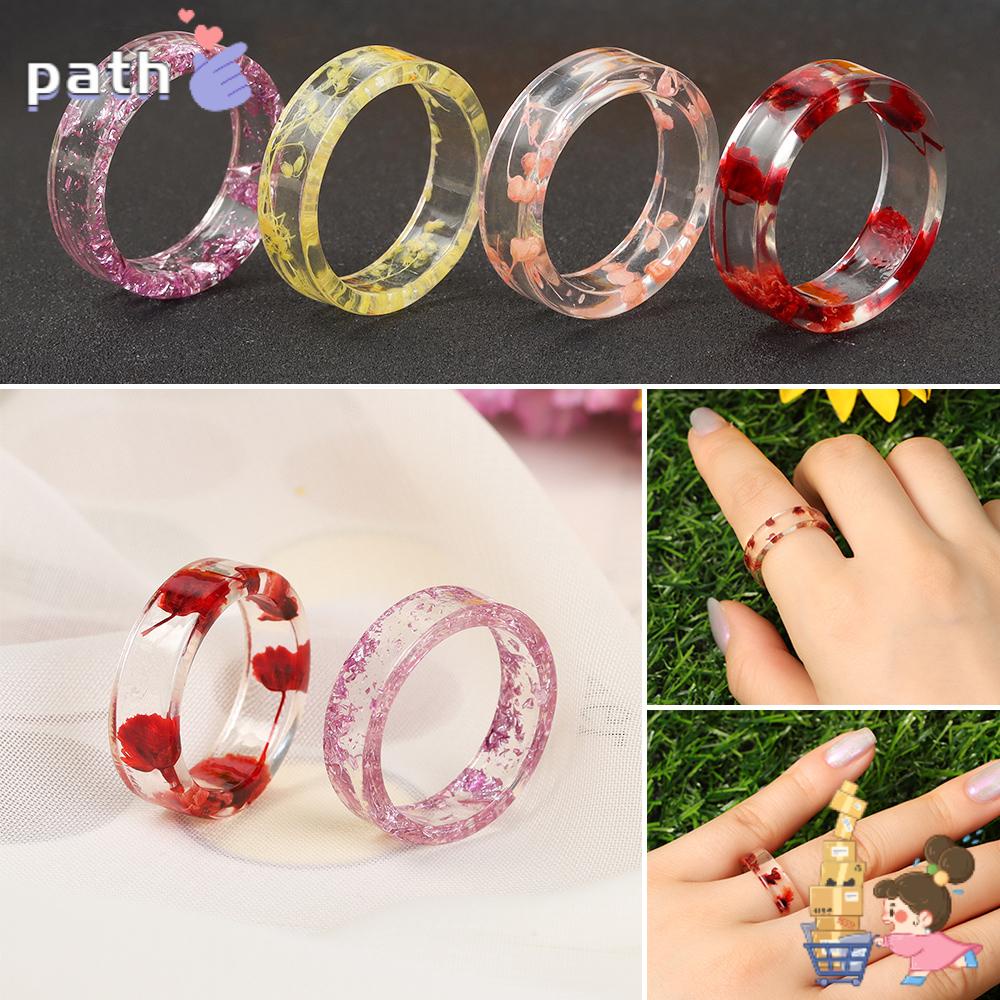 ♪PATH♪ Gift Wood Ring Fashion Flower Grass Jewelry Landscape Magnificent Plants Inside Finger Fantasy Handmade Resin Ring/Multicolor
