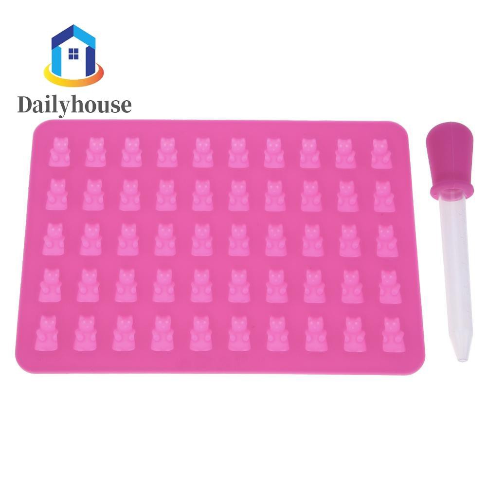Handmade Tools 50 Grids Bear Silicone Chocolate Candy Cake Mold Ice Cube Tray Baking Mould