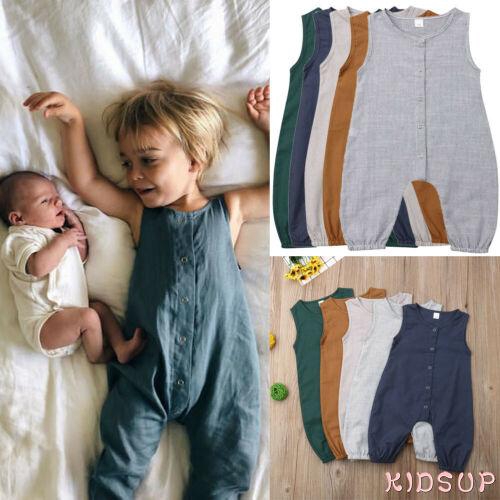 Bộ đồ liền vải cotton lanh xinh xắn cho bé