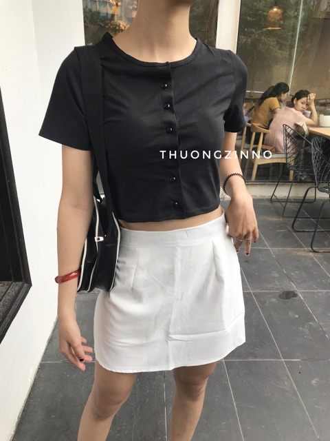 [ Mã WASTAPR giảm 10K đơn 50K] Áo croptop cúc nhiều màu - áo nữ cộc tay cúc mở | BigBuy360 - bigbuy360.vn