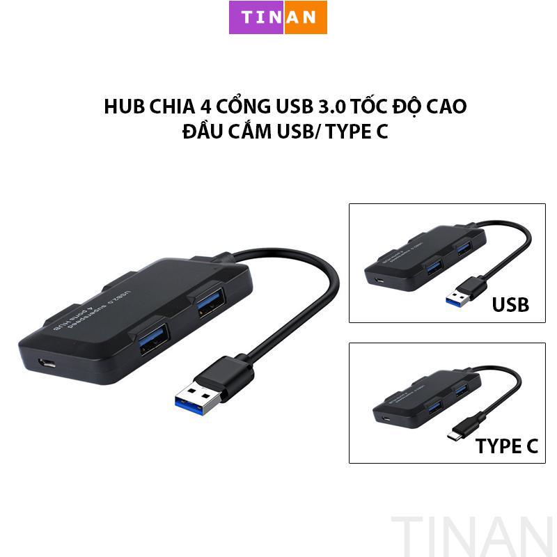 Hub Chia 4 Cổng USB 3.0 Tốc Độ Cao N608, Đầu Cắm USB/ TYPE C