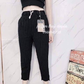 Com bo 10 quần kẻ đũi đen