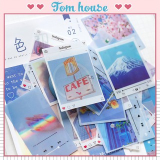 Bộ 40 miếng sticker in ảnh chụp 4 kích thước phong cách cổ điển trang trí sổ vở ST34 Tom House