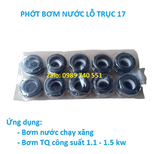 Phớt bơm nước chạy xăng - bơm nước 1.1 -1.5kw - phớt vỉ lỗ trục 17mm