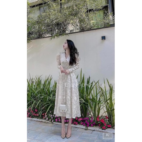 VÁY REN CỔ TRẮNG NỮ TÍNH