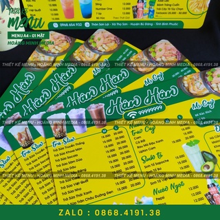 Menu Chống Thấm Nước - A4