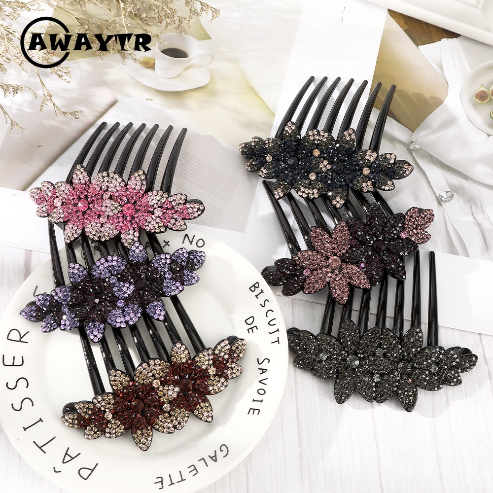 Lược Cài Tóc Đính Đá Hình Hoa Thời Trang Ngọt Ngào Cho Nữ