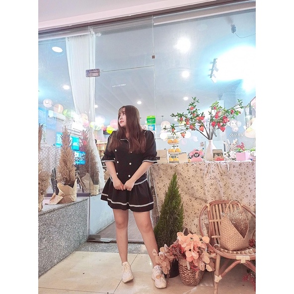 Sét áo vét + chân váy xoè viền ren siêu xinh bigsize 60-90kg