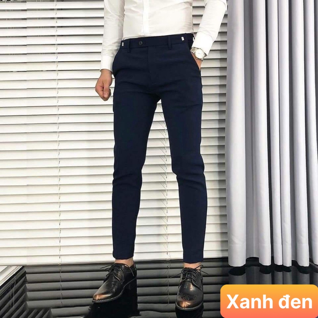 Quần tây âu nam màu đen đậm kiểu dáng hàn quốc chất kiệu kate co dãn nhẹ công sở học sinh phom chuẩn Lavado3 mẫu mới