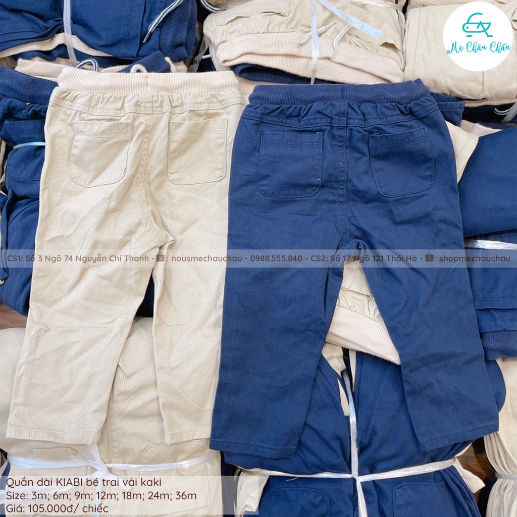 Quần dài hàng xuất dư KIABI bé trai vải kaki 2 màu vàng - xanh đậm (Size 3 Tháng Đến 36 Tháng)