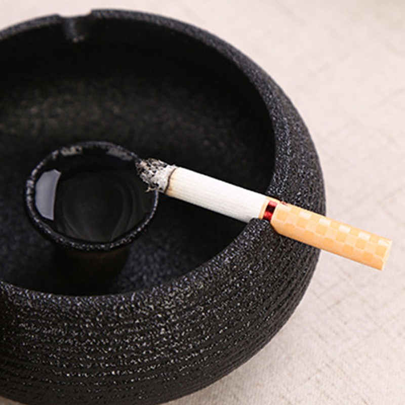 Gạt Tàn Thuốc Bằng Gốm Có Nắp Đậy Phong Cách Retro Trang Trí Phòng Khách / Xe Hơi