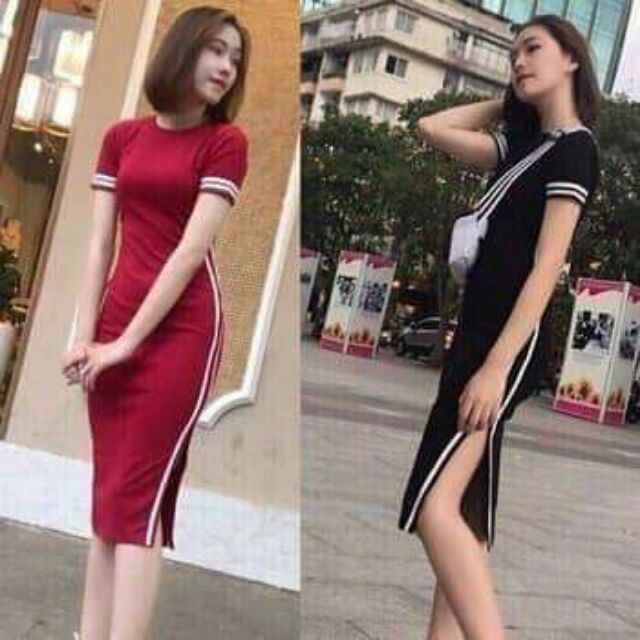 ĐẦM BODY SỌC THỂ THAO Fom chuẩn mẫu