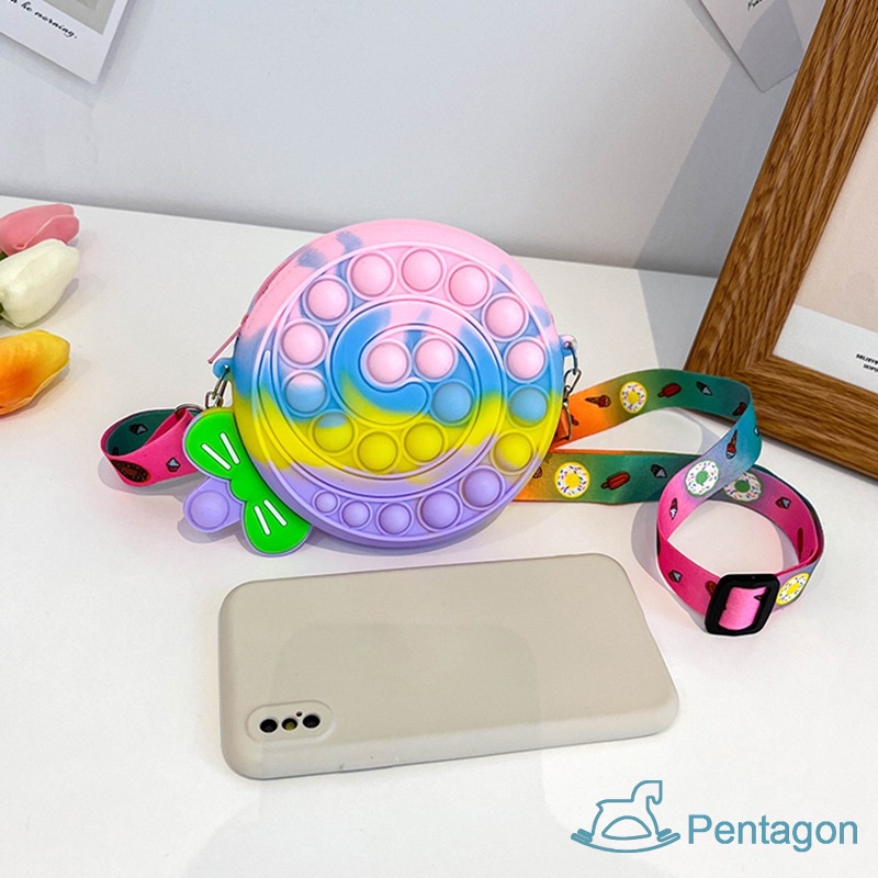 Túi Đeo Chéo Silicon Có Khóa Kéo Kiểu Hàn Quốc Dễ Thương Cho Bé Gái