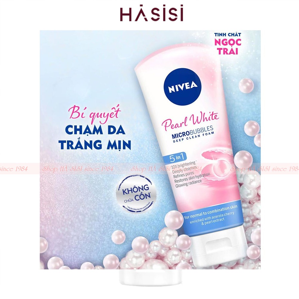Sữa Rửa Mặt Giúp Trắng Da NIVEA PEARL WHITE MICRO BUBBLES DEEP CLEAN FOAM 100g