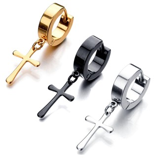 Khuyên Tai  Nữ Titan Tròn Chữ Thập Phong Cách Hàn  KTTRONCHUTHAP02