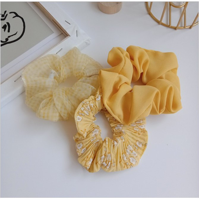 Set 3 cột tóc scrunchies đủ màu sắc mix màu