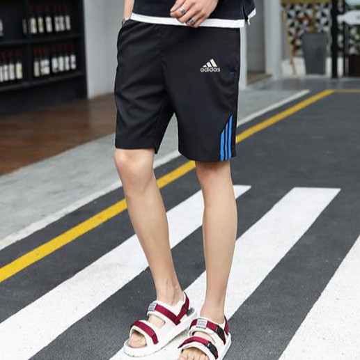 Quần Short Thể Thao Adidas 608 Viền Sọc Trắng Đen Phong Cách Cổ Điển