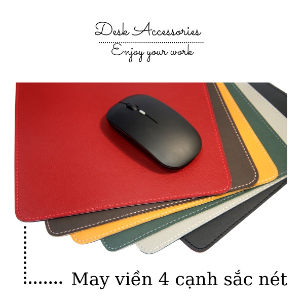 Lót Chuột 2 Mặt Da Mouse Pad Bàn Di Chuột 25x22 cm May Bo Viền Tinh Tế Da Mềm Bền Đẹp